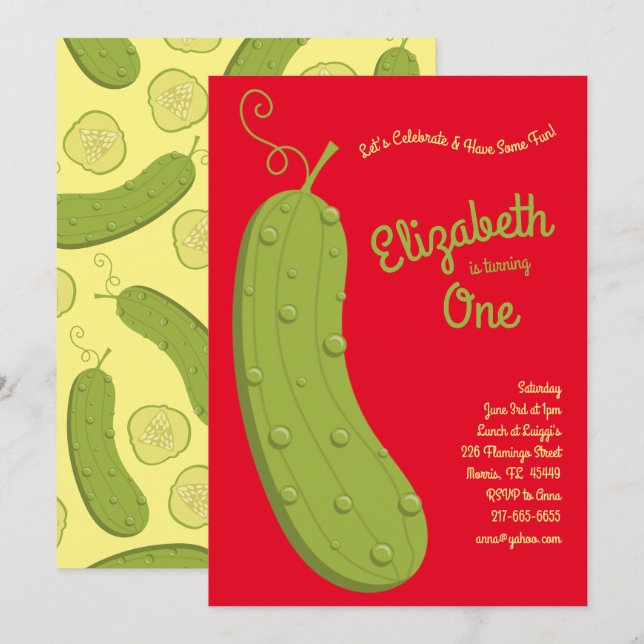 Pickles Kid 1st Birthday Party Food Invitation (Front/Back)