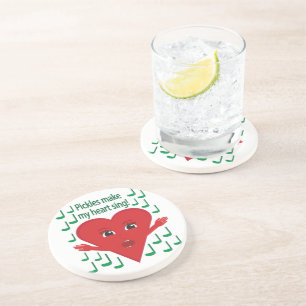 "Pickles make my heart sing!" Singing Heart Coaster