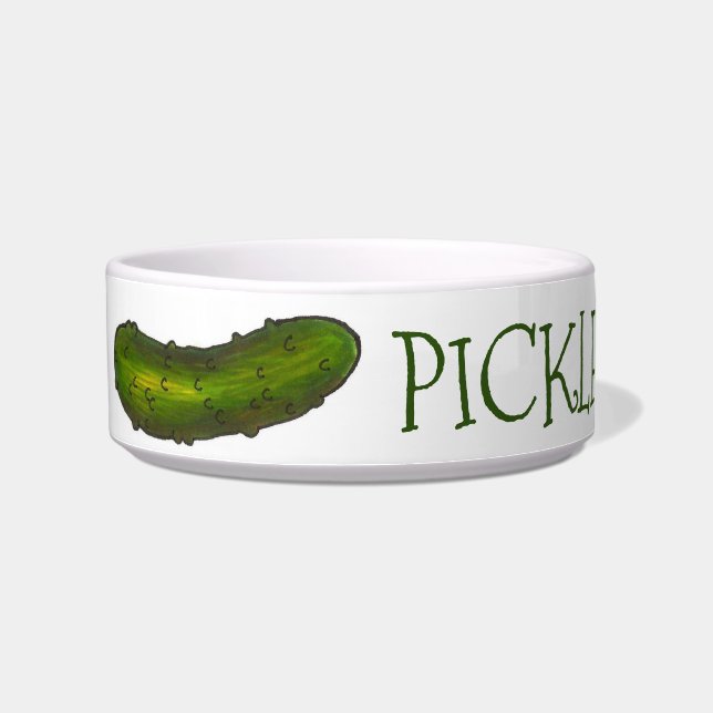 Pickles the Dog Green Dill Pickle Personalised Bowl (Left)