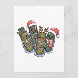 Pickles with Reindeer Horns Santa Pickle Lovers Postcard
