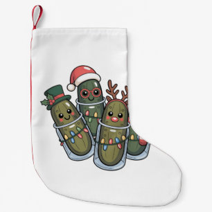 Pickles with Reindeer Horns Santa Pickle Lovers Small Christmas Stocking