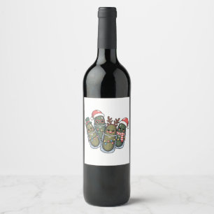 Pickles with Reindeer Horns Santa Pickle Lovers Wine Label