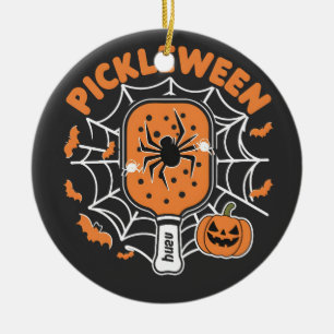 Pickleween Funny Spooky Halloween Pickleball Sport Ceramic Tree Decoration