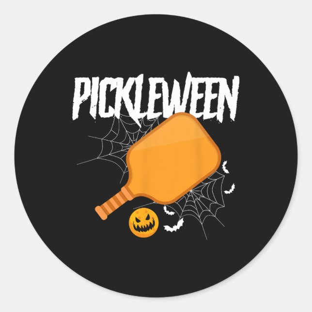 Pickleween Halloween Pickleball Costume Halloween Classic Round Sticker (Front)