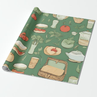 Picknick green wrapping paper