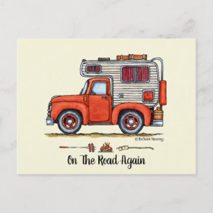 Pickup Truck Camper, RV, trailer or cabin Postcard