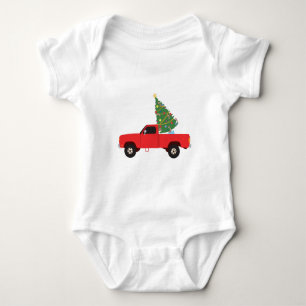 Pickup Truck Christmas Tree Baby Bodysuit