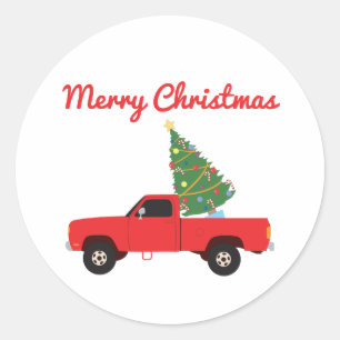 Pickup Truck Christmas Tree Classic Round Sticker