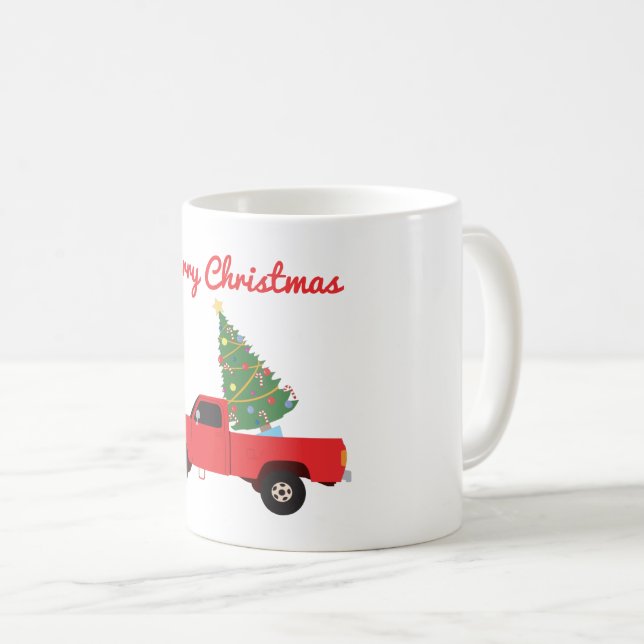 Pickup Truck Christmas Tree Coffee Mug (Front Right)