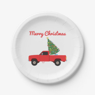 Pickup Truck Christmas Tree Paper Plate