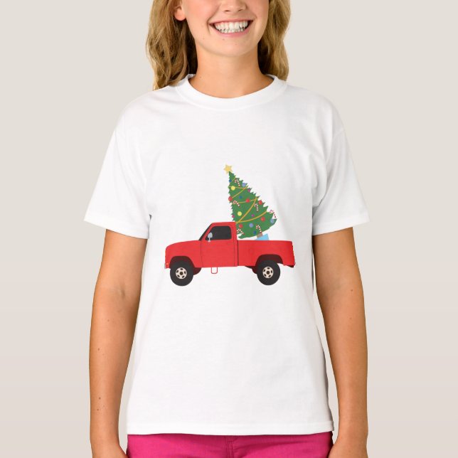 Pickup Truck Christmas Tree T-Shirt (Front)
