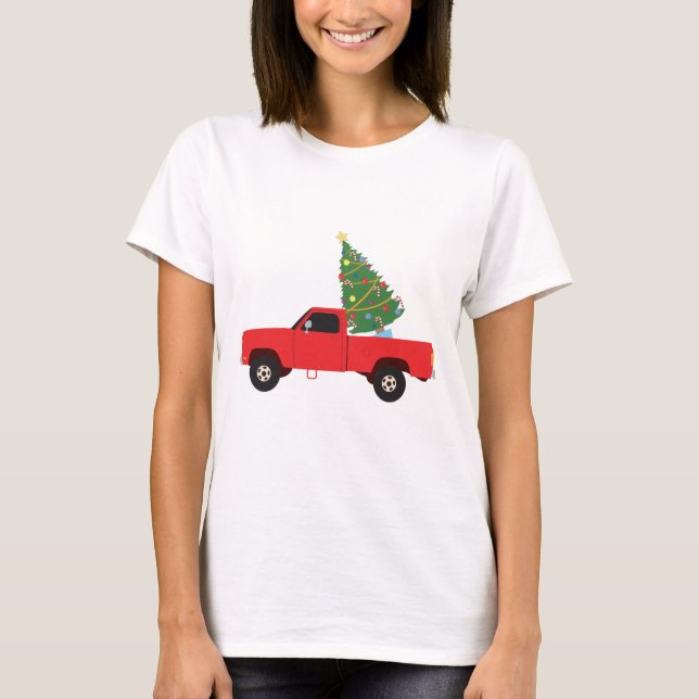 Pickup Truck Christmas Tree T-Shirt (Front)