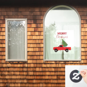 Pickup Truck Christmas Tree  Window Cling