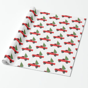 Pickup Truck Christmas Tree Wrapping Paper