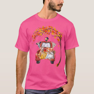 Pickup Truck Farm Animals Fall Tree Leaves Cows Ch T-Shirt