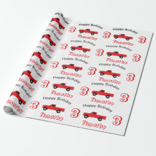 Pickup Truck Transportation Trucks Name & Age Wrapping Paper
