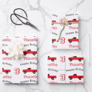 Pickup Truck Transportation Trucks Name & Age  Wrapping Paper Sheet