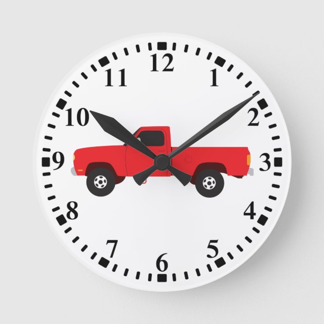 Pickup Truck Transportation Trucks Round Clock (Front)