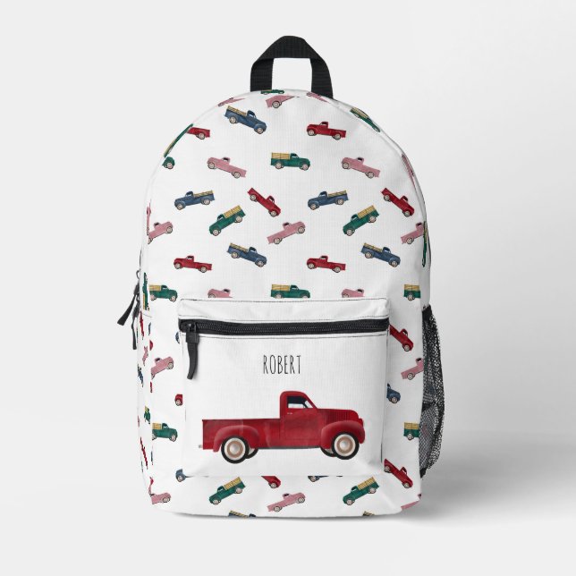Pickup Trucks Cute Vehicles Car Transportation Boy Printed Backpack (Front)