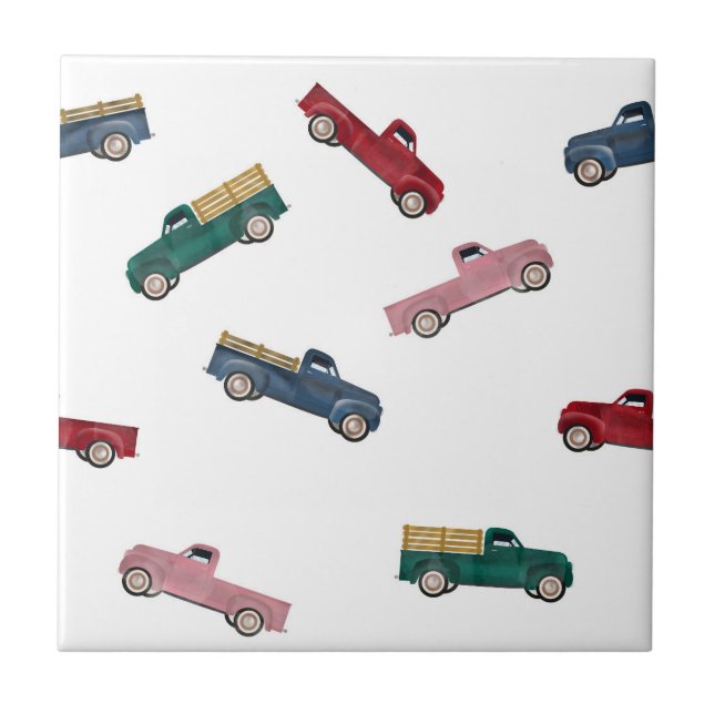 Pickup Trucks Cute Vehicles Car Transportation Boy Tile (Front)