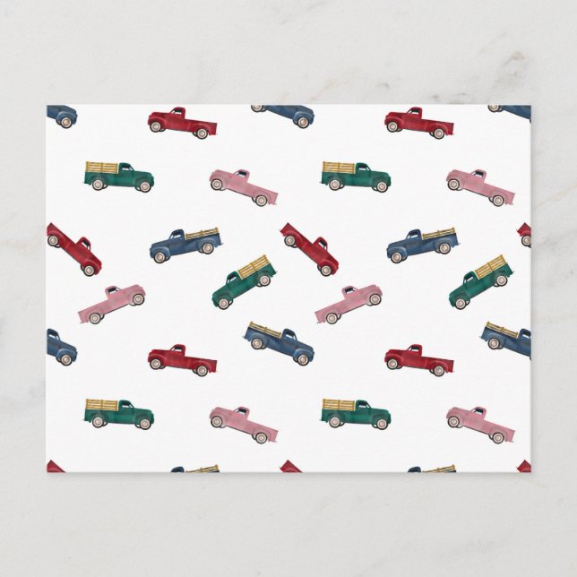 Pickup Trucks Cute Vehicles Car Transportation  Holiday Postcard (Front)
