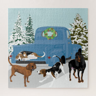 Pickup Winter Coonhounds Jigsaw Puzzle