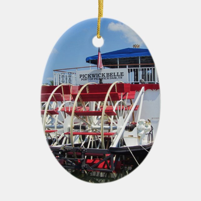 Pickwick Belle Paddle Wheel Riverboat Ceramic Tree Decoration (Front)