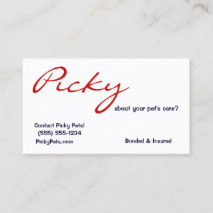 Picky About Pet Care Pet Sitter  Business Card