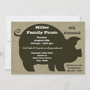 Picnic and BBQ Brown Hog Invitation