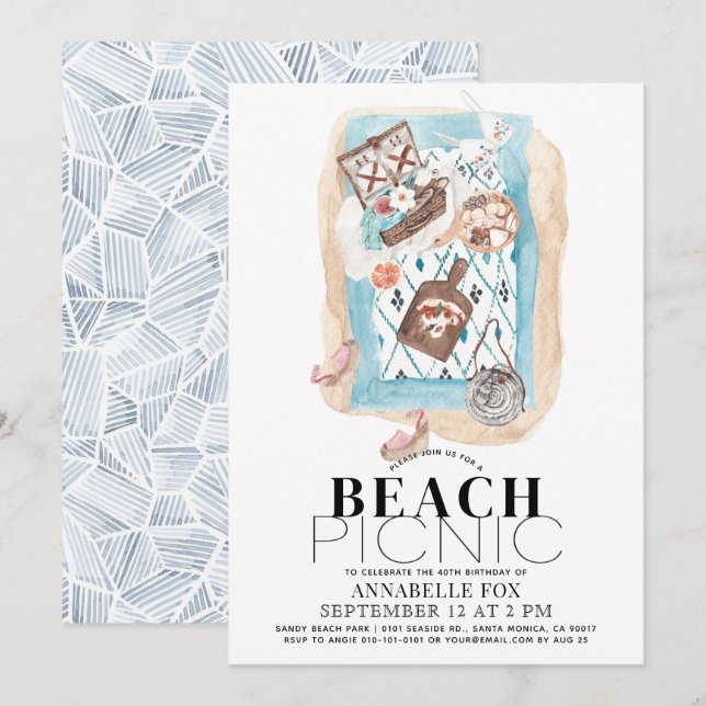Picnic at the Beach Adult Birthday Invitation (Front/Back)