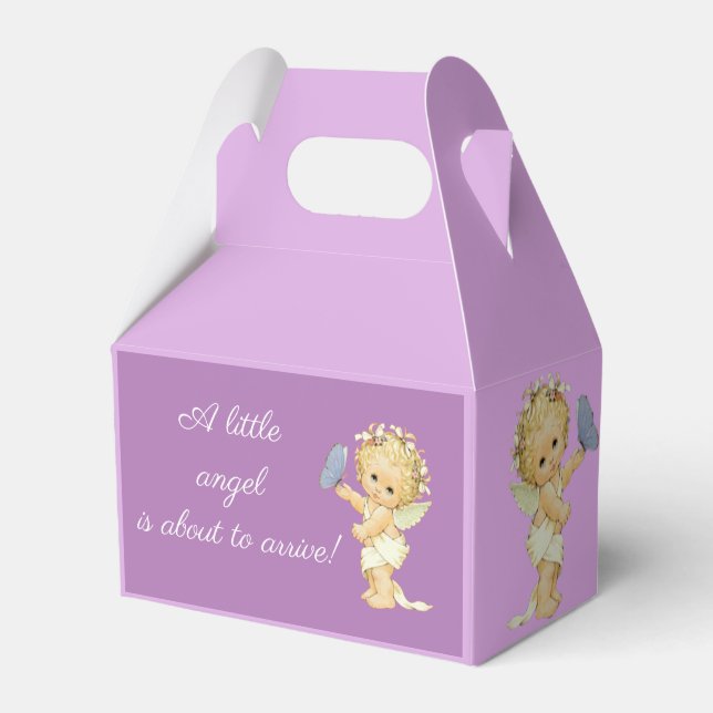 Picnic baby angel shower with butterfly enclosure  favour box (Front Side)