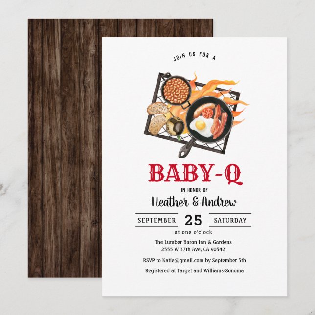 Picnic BabyQ Barbecue Baby Shower Invitation (Front/Back)