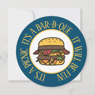  Picnic / Bar-B-Que Hamburger Round Invitation
