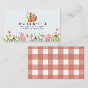 Picnic Basket Floral Diaper Raffle Ticket Enclosure Card