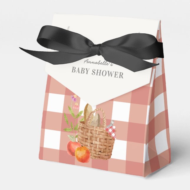 Picnic Basket Red Gingham Baby Shower Favour Box (Front Side)