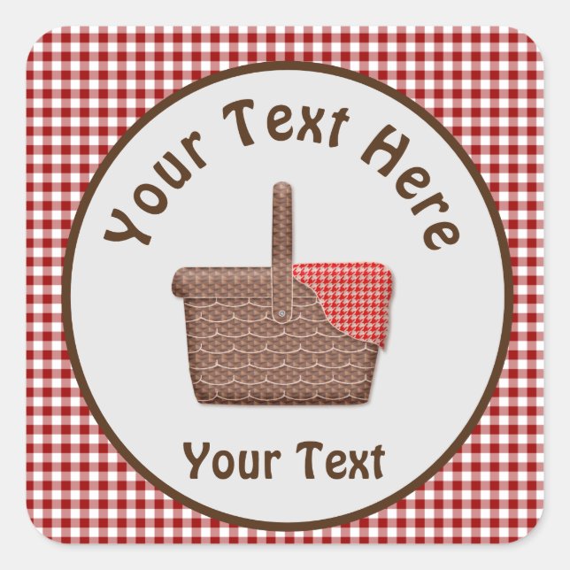 Picnic Basket Red Plaid Square Sticker (Front)