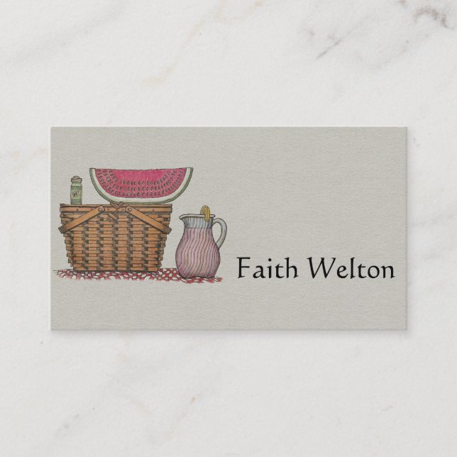 Picnic Basket & Watermelon Business Card (Front)