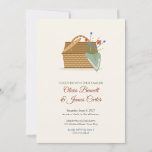 Picnic Basket Wildflower Wedding Invitation