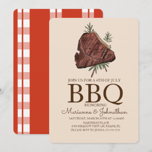 Picnic BBQ Cookout Hand Drawn Steak Invitation
