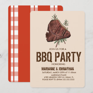 Picnic BBQ Party Cookout Hand Drawn Steak  Invitation
