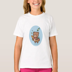 Picnic Bear Baguette Beverage Kids T-Shirt