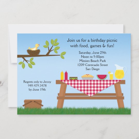 Picnic Birthday Party Invitation Zazzle Co Uk