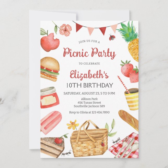 Picnic Birthday Party Invitation (Front)