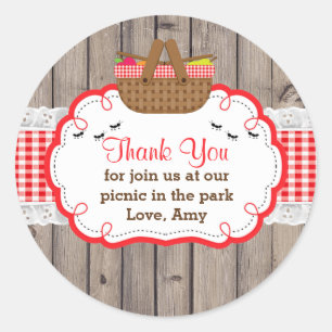 Picnic Birthday Party Thank You Favour Tag Sticker