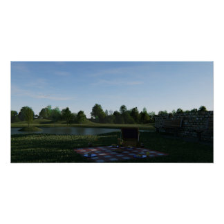 Picnic By a Lake Poster
