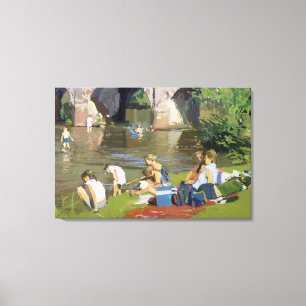 Picnic by the River Withypool Canvas Print