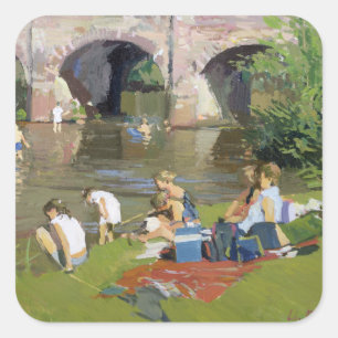 Picnic by the River Withypool Square Sticker