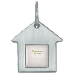 Picnic by the Seashore Heart Scroll Pet ID Tag