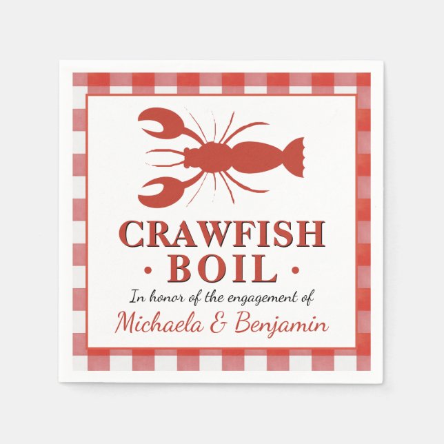 Picnic Crawfish Boil Lobster Party Engagement Red Napkin (Front)
