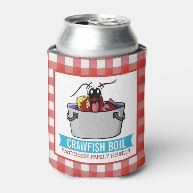 Picnic Crawfish Boil Reunion Seafood Party Red Can Cooler (Can Front)